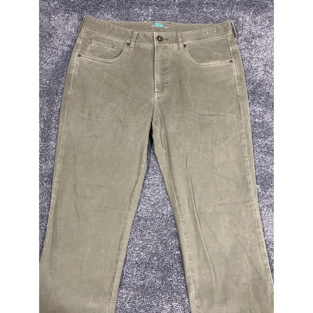 Tommy Bahama Boracay Mens 33x32 Olive Green Cotton Tencel Straight Leg Pants